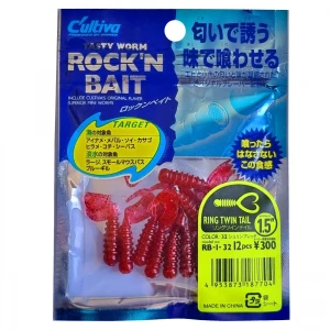 Grub Rock'N Bait Cultiva RB-1 32 Shrimp Red Ring Twin Tail