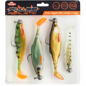 Shad BERKLEY Pulse Realistic Prerigged Mix Large, Culori Asortate, 4buc/Blister