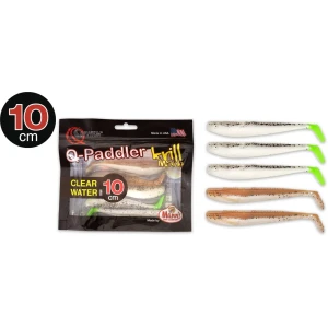 Shad Quantum 10cm Q-Paddler Power Packs Clear Water Mix 3x salt  pepper UV-tail 2x sand goby 5 buc/plic