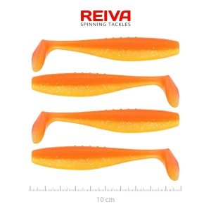 Shad REIVA Flat Minnow, Shiny Orange, 10cm, 7.11g, 4buc/pac