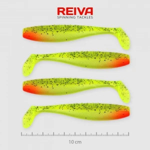 Shad Reiva Flat Minnow Verde-Rosu Sclipici 10cm 4buc/plic