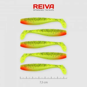 Shad Reiva Flat Minnow Verde-Rosu Sclipici 7.5cm 5buc/plic