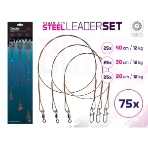 Set strune Delphin BOMB din otel 7 fibre cu vartej si carabina 75x /20,30,40cm/12kg