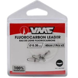 Struna Fluorocarbon VMC cu Vartej + Agrafa Rapida, 60cm, 0.25mm, 2buc/pac