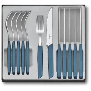 Set 6 Cutite Si 6 Furculite Victorinox, Swiss Modern Table, Lama Zimtata 12cm, Blue Set 6 Cutite Si 6 Furculite Victorinox, Swiss Modern Table, Lama Zimtata 12cm, Blue