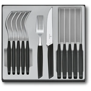 Set 6 Cutite Si 6 Furculite Victorinox, Swiss Modern Table Set, Lama Zimtata 12cm, Negru Set 6 Cutite Si 6 Furculite Victorinox, Swiss Modern Table Set, Lama Zimtata 12cm, Negru