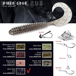 GRUB VIBER  COLMIC HERAKLES  11.4cm BLACK RED FLK 6BUC/PLIC GRUB VIBER  COLMIC HERAKLES  11.4cm BLACK RED FLK 6BUC/PLIC