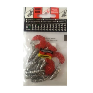 Twistere Profiblinker Turbotail 7 Cm Rosu Argintiu Cu Gliter 8 Buc