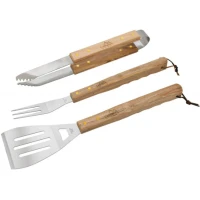 Set Cattara Ustensile Pentru Gratar Cu Manere De Lemn, TT13108, 3buc/pac