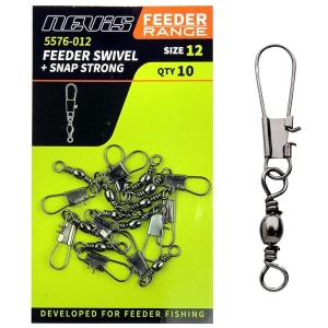Agrafa cu Vartej Nevis Feeder Swivel + Snap Strong Nr.12, 10buc/pac Agrafa cu Vartej Nevis Feeder Swivel + Snap Strong Nr.12, 10buc/pac