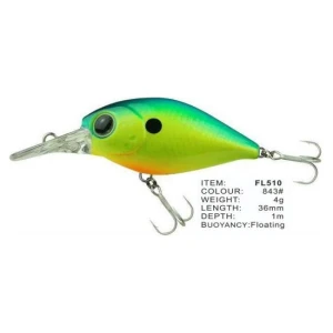 Vobler FL FL510 Floating 36mm 4.0g Depth 1.0m Colour 843 Vobler FL FL510 Floating 36mm 4.0g Depth 1.0m Colour 843